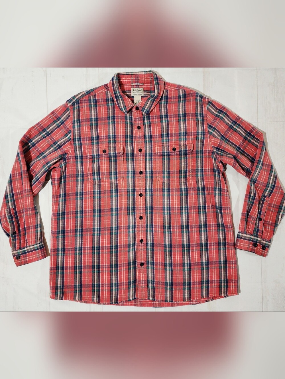 LL Bean Men's Thick Plaid Flannel Shirt Slightly Fitted XL Tall